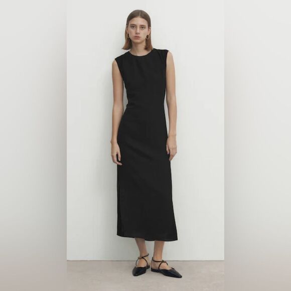 【Massimo Dutti】Midi dress with knot neckline Massimo Dutti Midi Dress with Knot Detail | Wardrobe Icons